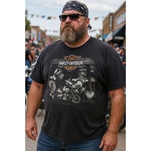 Vintage Harley-Davidson Looney Tunes Horny Toad Fort Hood Texas TShirt 2XL Black